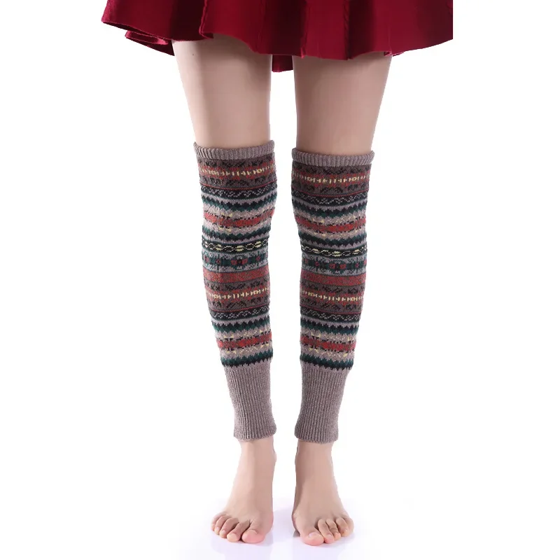 Women's Knee Warmer Boots and Leg Protectors Camouflage Bohemian Thickened Yarn Pile Sock Sleeves for Female Leg Warmers