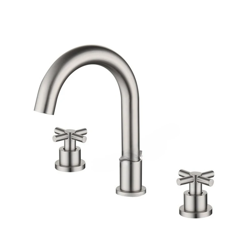 Manufacturer's Direct Supply of European Style Split Three Piece Set 304 Stainless Steel Basin Double Handle Bathtub Faucet