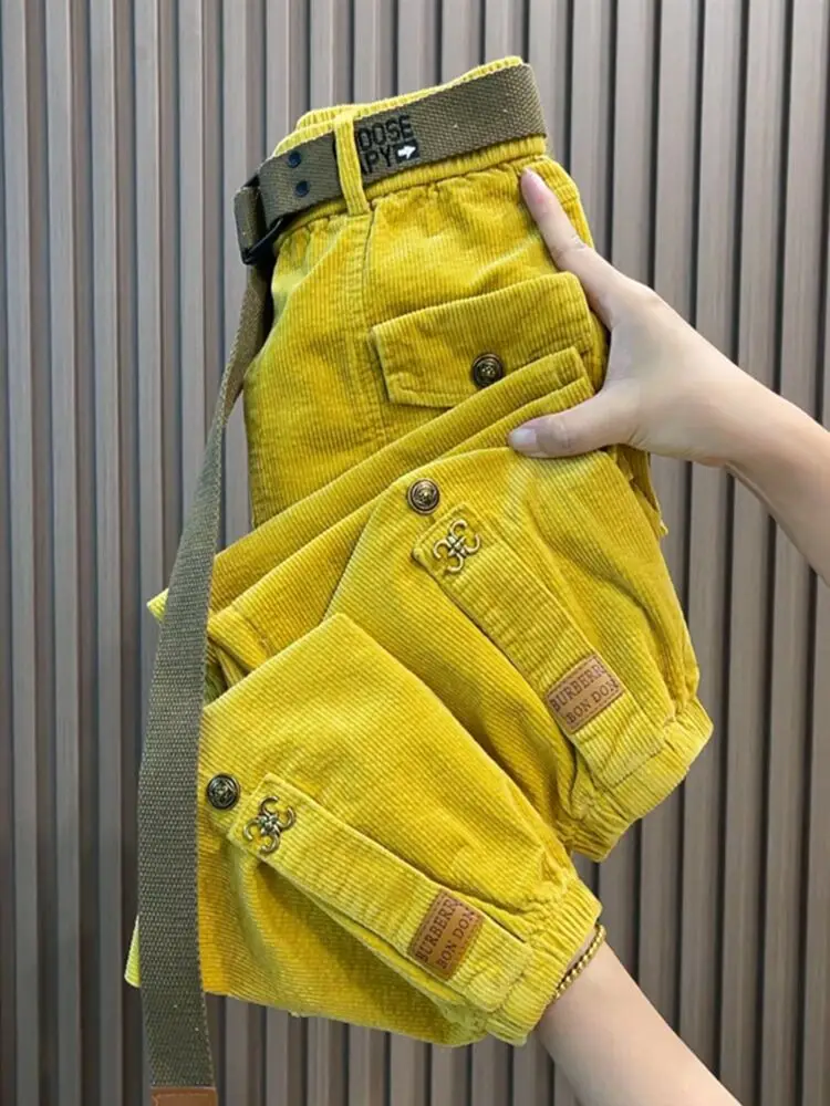 Solid Color Thick Warm Corduroy Pants Women 2023 Autumn Winter Korean Loose Casual Pants Harem Trousers