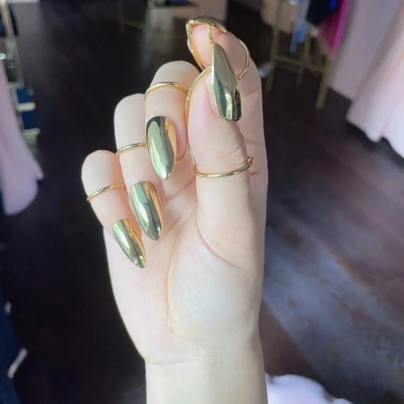5pcs New Reusable Rings Causal Removable Fingertip Rings golden Color Phalanx Ring Art Decoration