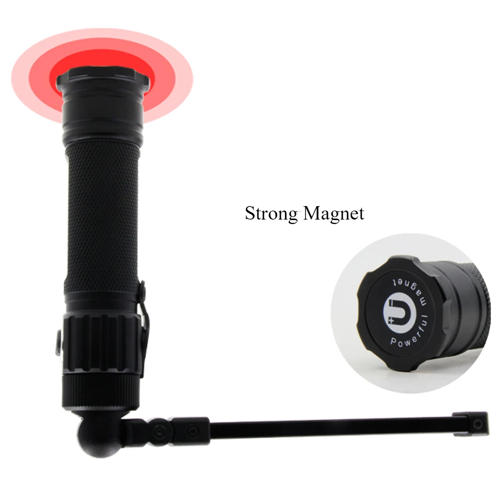 COB XPE LED Camping Emergency Flashlight 18650 USB Garage Work Light 360° Folding Magnetic Inspection Lamp Red SOS Strobe