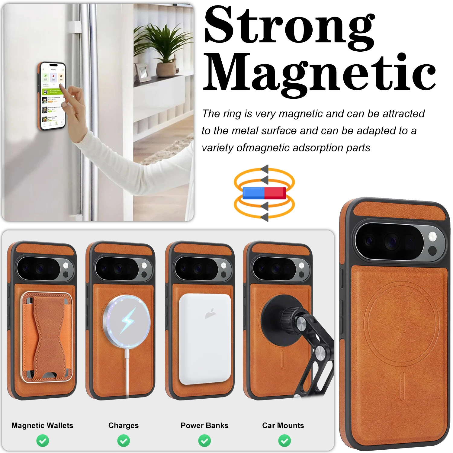 2 في 1 حافظة جلدية مغناطيسية قابلة للفصل Solt لهاتف Google Pixel 10 Pro XL 9A 9 غطاء حقيبة شحن لاسلكي بمسند #6