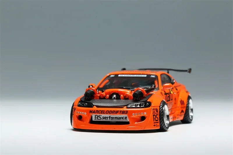 YS Model  1:64 Silvia S15 Marcelo Drift Orange Model Car