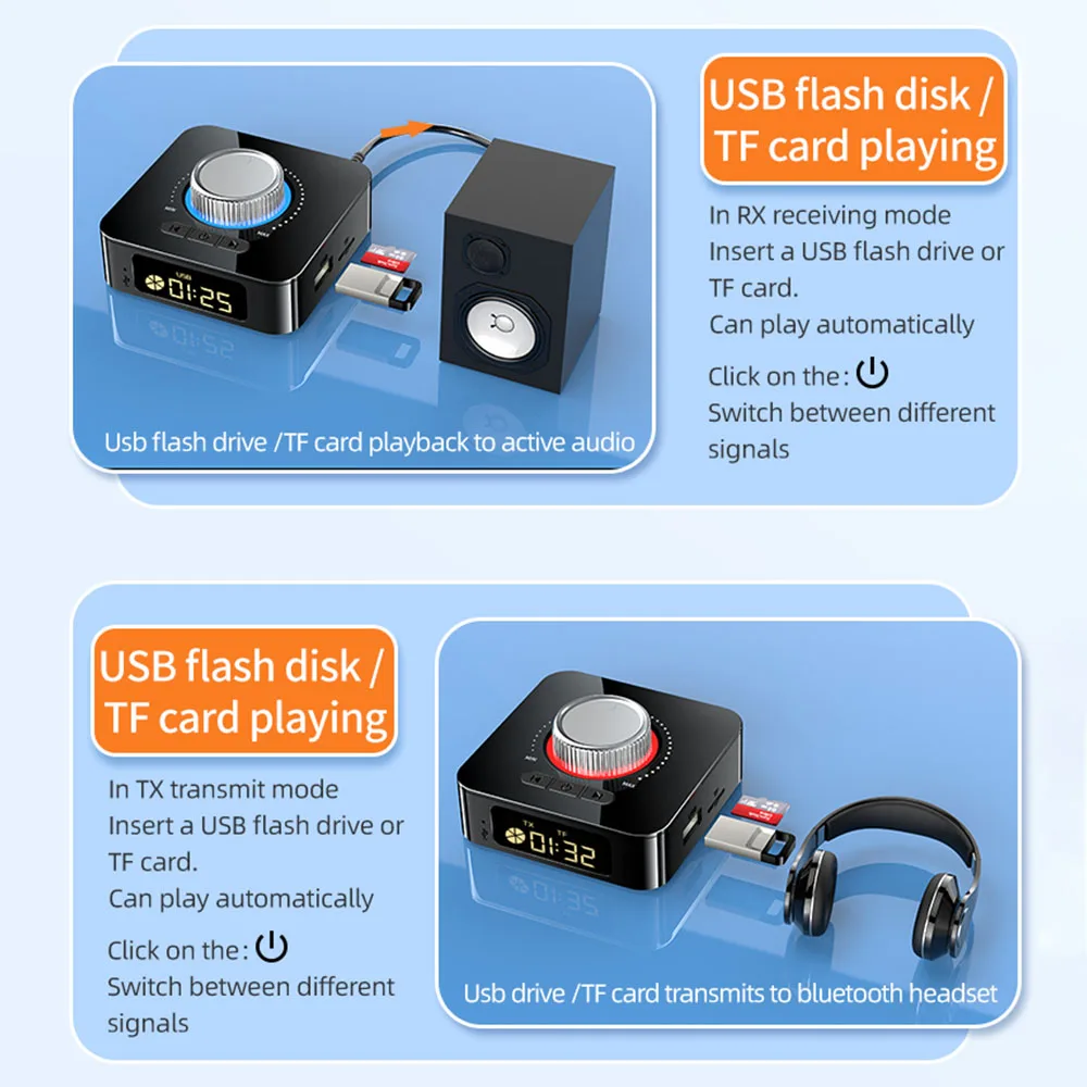 Mando a distancia Bluetooth 5,4 M5 3,5mm AUX/RCA/USB U disco/entrada TF transmisor receptor Bluetooth adaptador Digital Universal