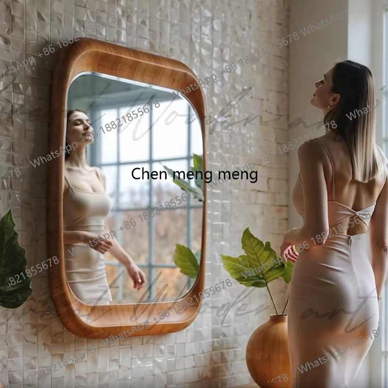 Pre-Aged French Bathroom Mirror Vintage Entryway Wall Mounted Sink Makeup Mirror Art Fireplace Decorative Mirror