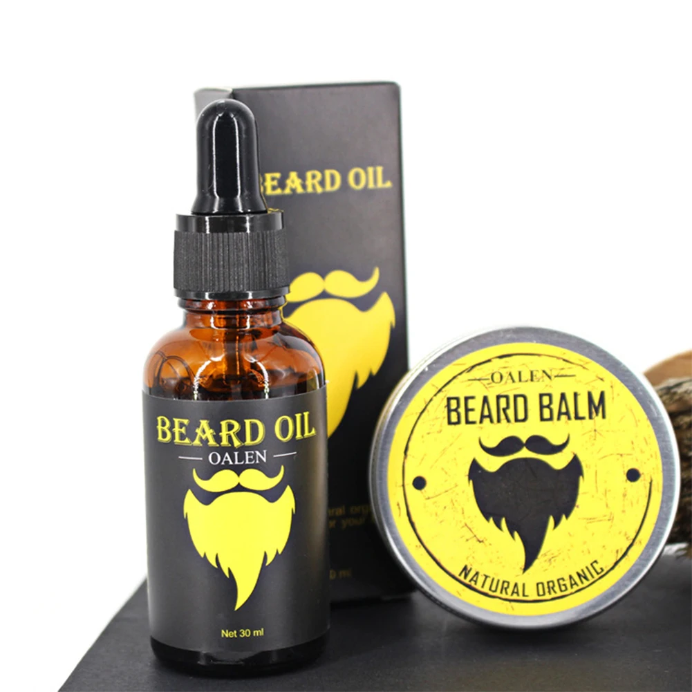 Juego de cuidado de barba para hombre, cepillo de barba, peine, aceite de barba, crema, tijeras, Kit de aseo y recorte, venta al por mayor