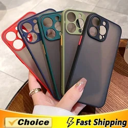 Funda de teléfono mate de lujo para iPhone 14 13 12 11 15 Pro Max Mini, funda de silicona suave a prueba de golpes para iPhone XS MAX X XR 7 8 Plus SE