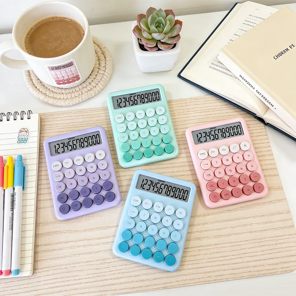 

12-значный калькулятор с милым градиентным дизайном в цветах макарон