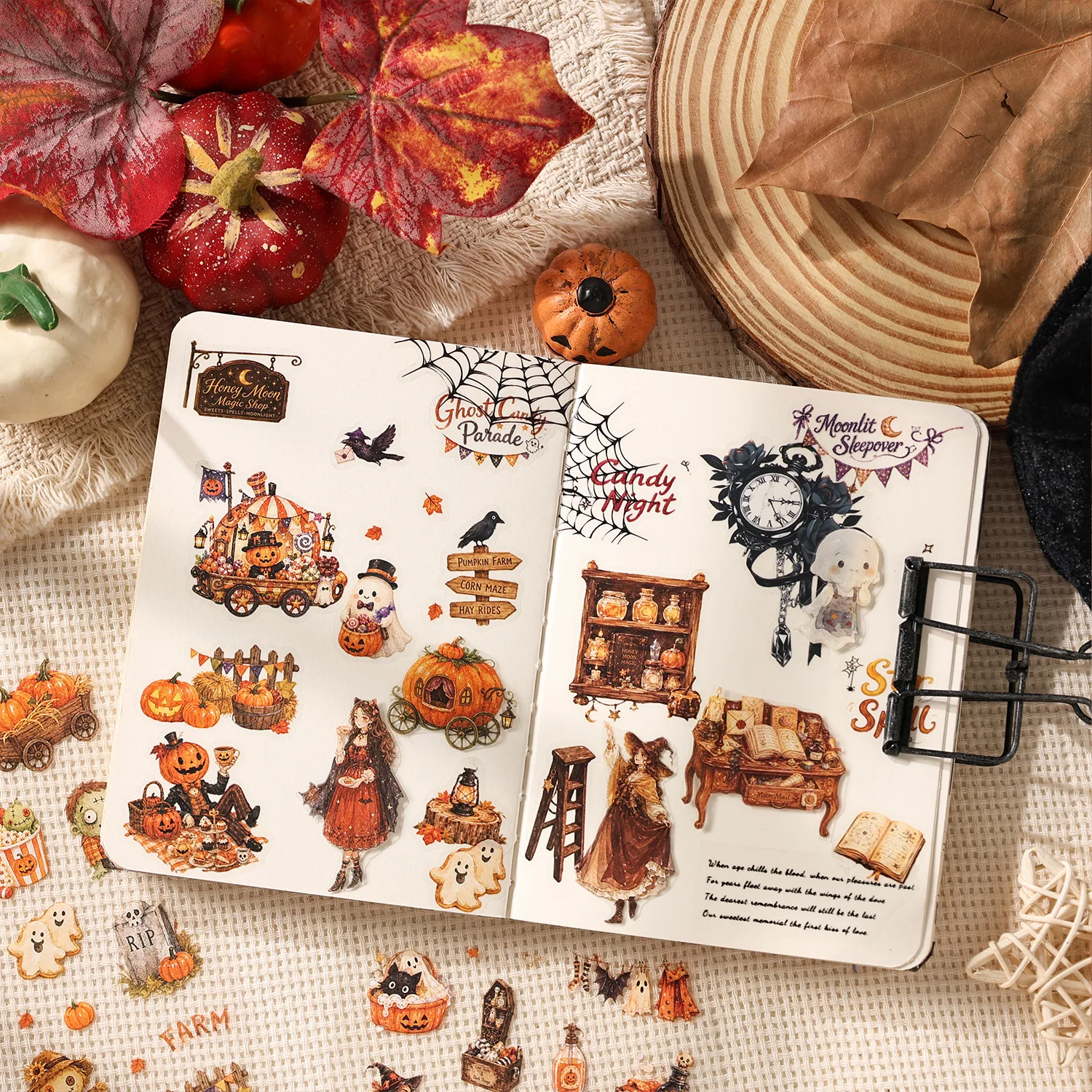 4sheets Halloween Gala Sticker Pack for Journaling Scrapbooking  DIY Craft Set Material handmade Diary Album Junk Journal