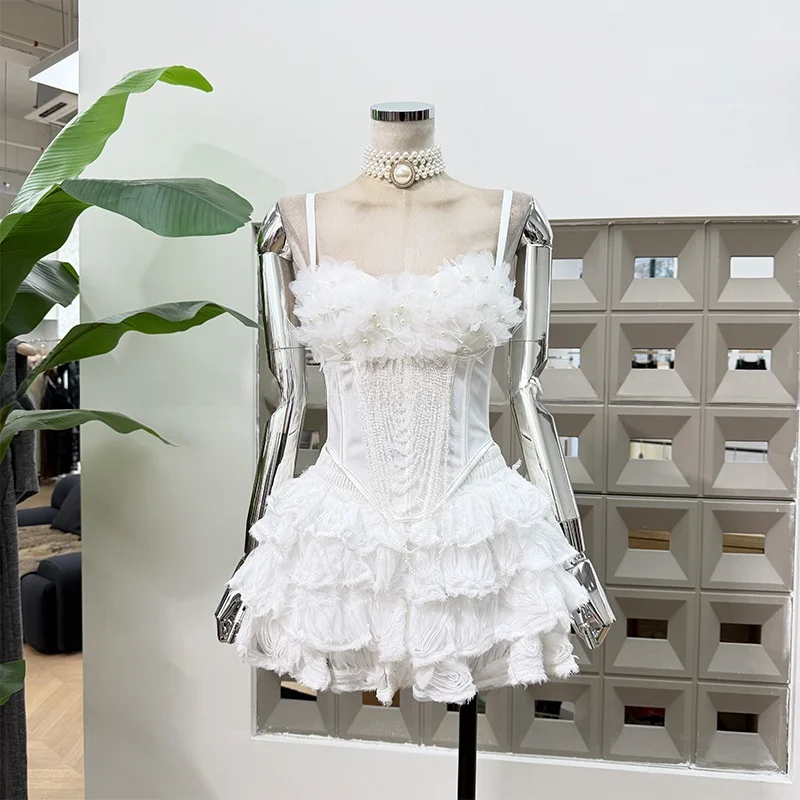 

Handmade Korean Sle Flead Chain Strap Cotton Tube Top Anti-Light f Skirt Slimming Pure Desire Sensation Set