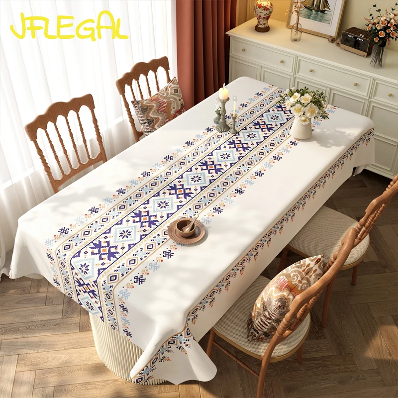 

Ethnic Style Tablecloth Waterproof Oil Resistant No Wash No Scald High-end Rectangular Bohemian Dining Table Tablecloth manteles