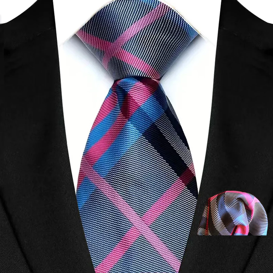 الكلاسيكية المشارب منقوشة والشيكات التعادل مجموعة للرجال العريس الزفاف رجال الأعمال ربطة العنق جيب مربع مجموعة الإكسسوارات بالجملة مصمم #4