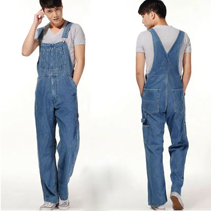 Men's Denim Overalls Men's Overalls Jumpsuit Large size Strap Straight Pants Blue Jeans More sizes 30-48 50