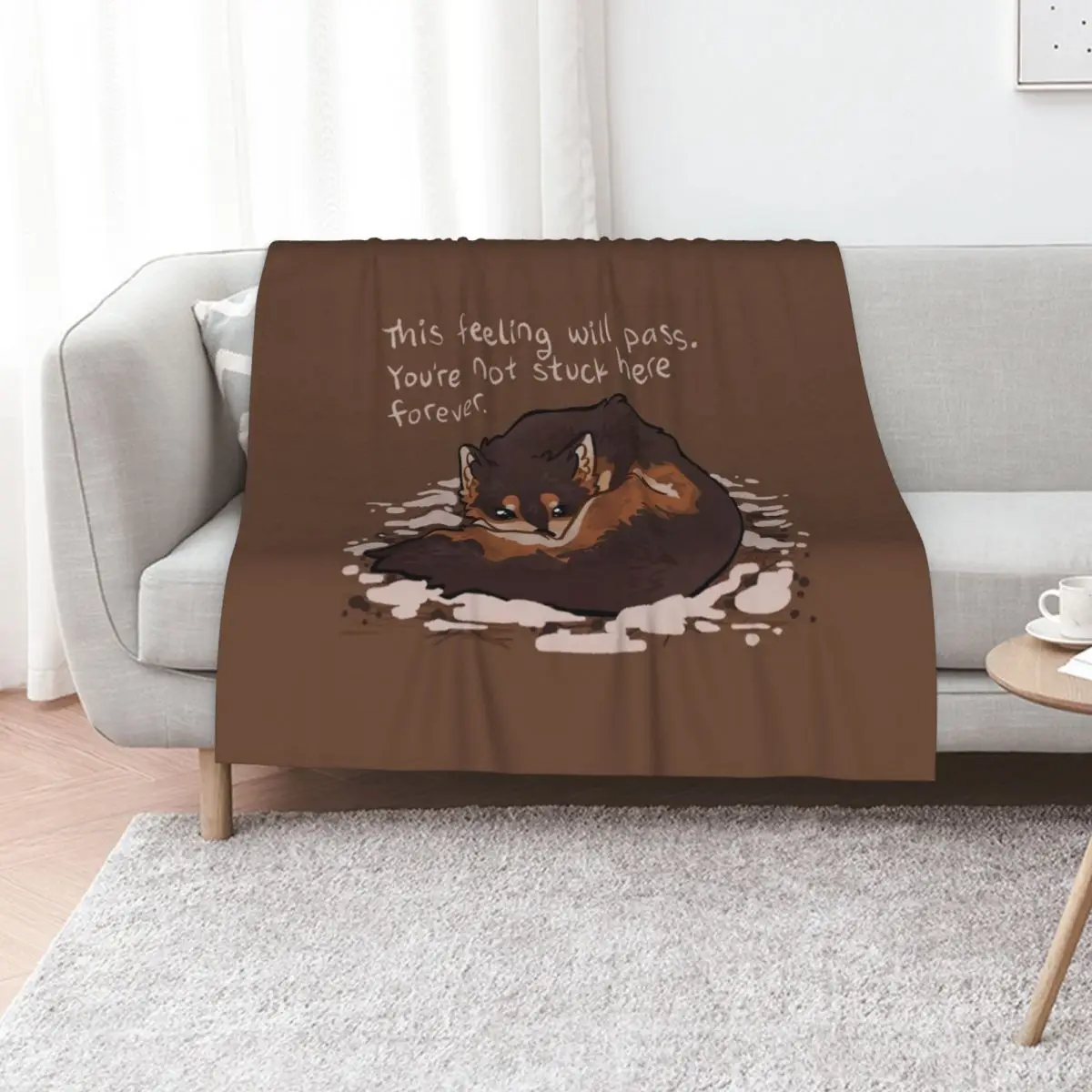 This Feeling Will Pass Snuggly Wolf Throw Blanket Soft Comfort Blanket for Reading Watching TV