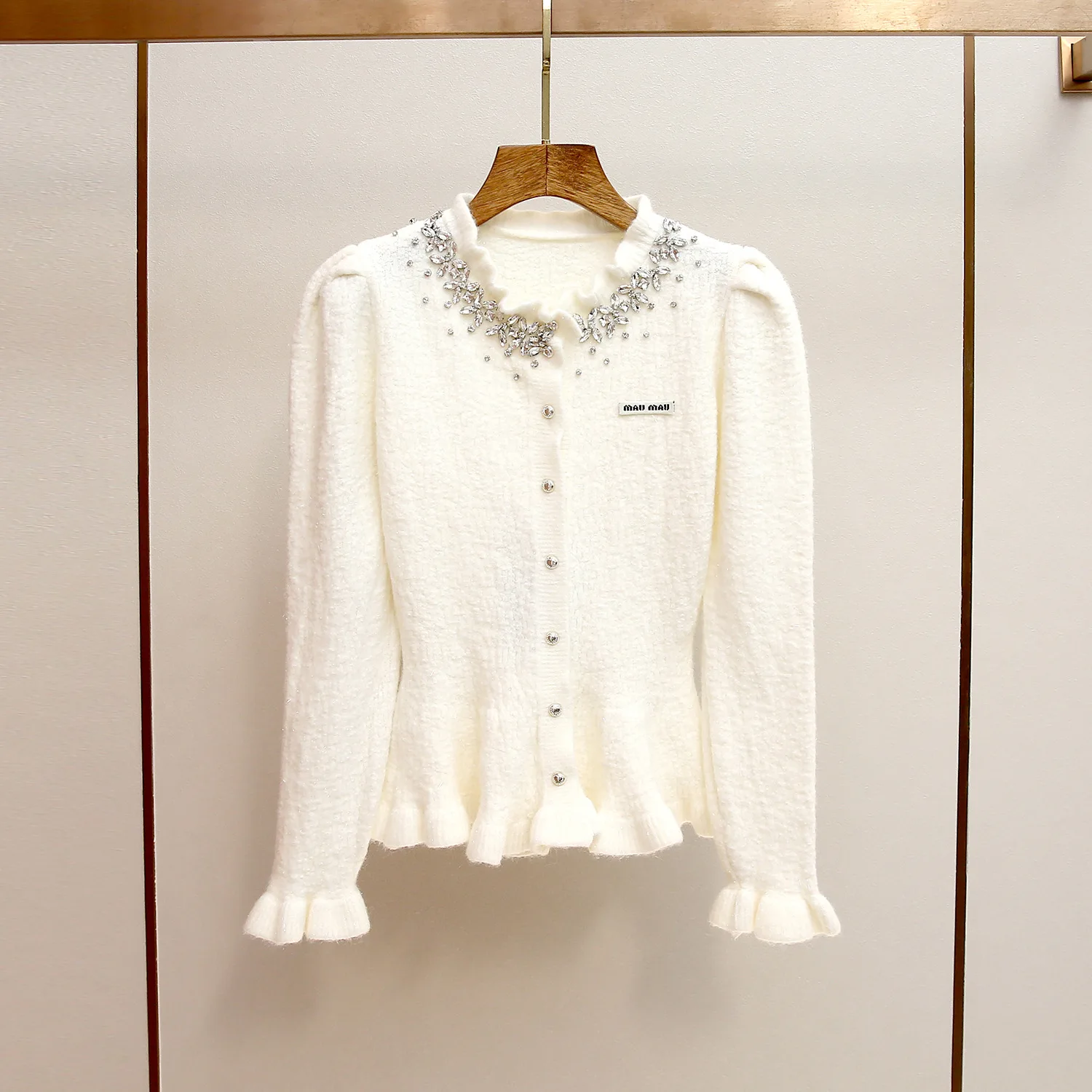 

Роскошный женский вязаный свитер с длинными рукавами, украшенный стразами, осенне-зимняя новинка, высококачественный полиэстер