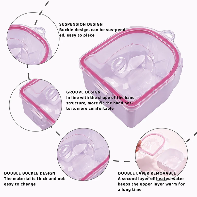 Dubbellaagse manicure handbadkom nagellakremover - anti-aceton kunststof