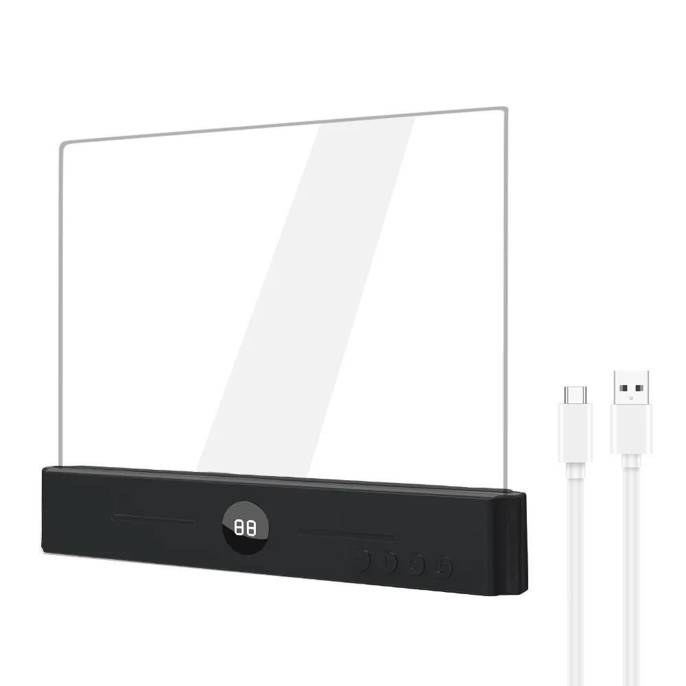 Portable Rechargeable LED Book Light Flat Panel Dimmable Flat Reading Light Transparent Eye Protection Clear Night Light Library