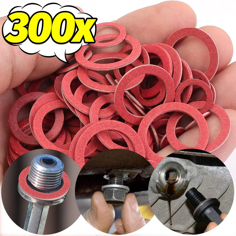 M6//M10/M14/M16 Steel Paper Flat Washers Standard Insulating Washers Combo Box Car Oil Pan Drain Plug Aluminum Gasket 100/300pcs