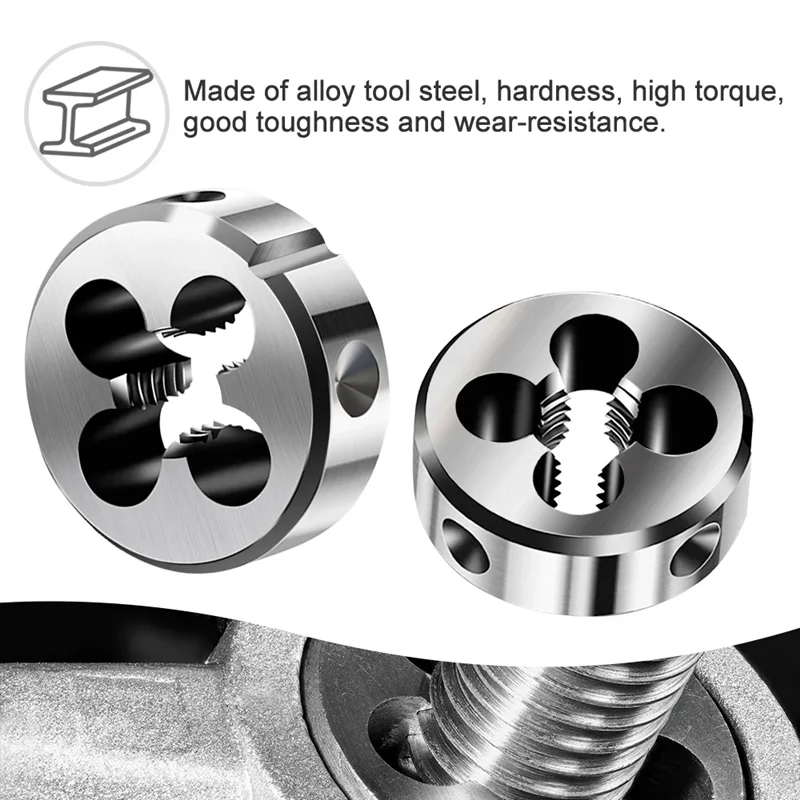 2pcs Left Hand Metric Tap Die Set M2-M22, Used for Machine Tool Internal and External Thread Tapping and Thread Repair Tools