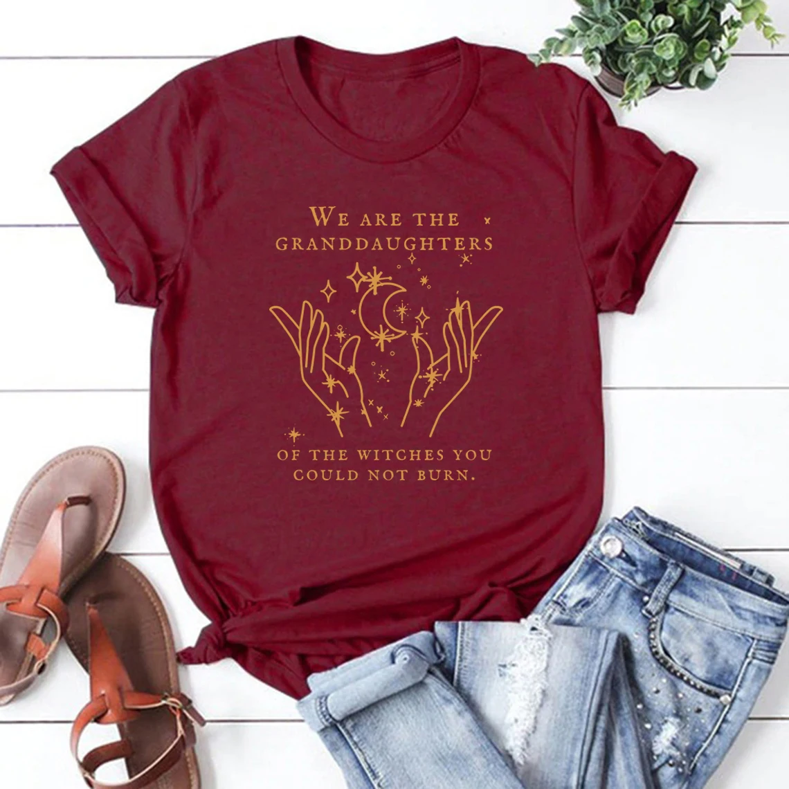We zijn de kleindochters van de heksen die je niet branden Salem Heks T-shirt Witchy Kleding Mystieke Shirt Vrouwen T-shirts