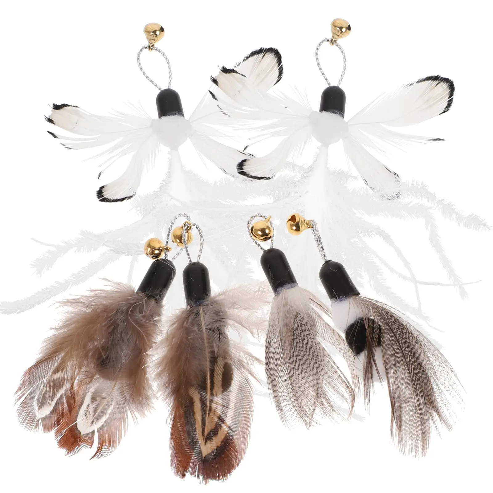 

6 Pcs Replacement Heads for Cat Teaser Playthings Puzzle Tunnel Plastic Pet Cat Teasing Stick Feather Insect