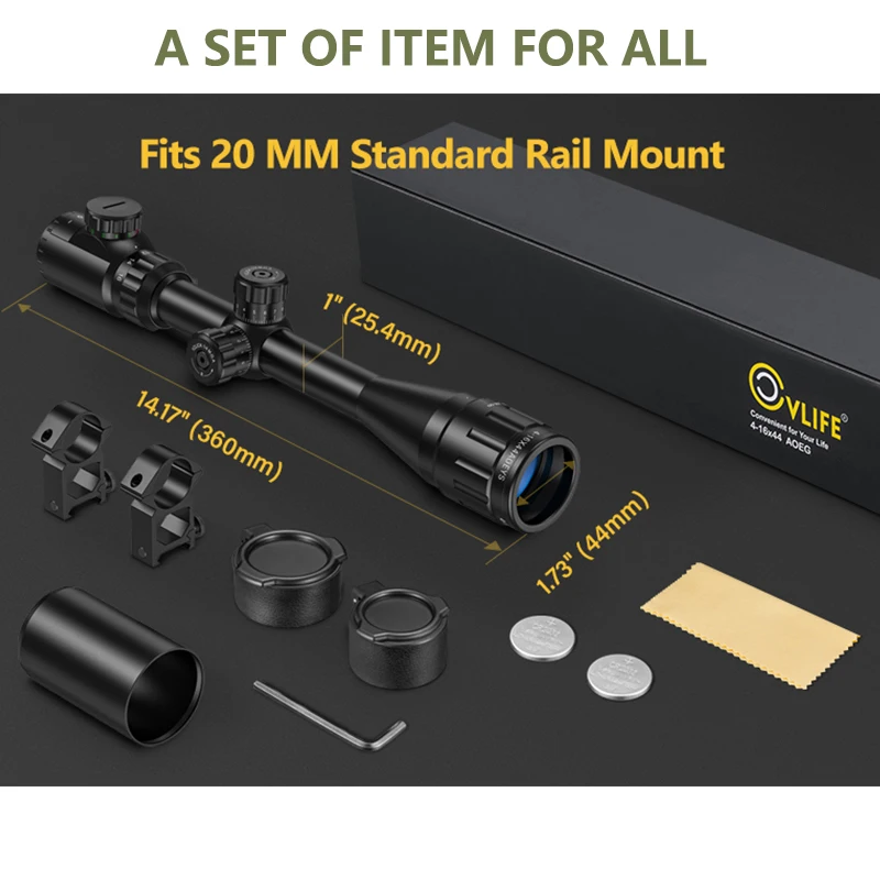 

MidTen 4-16x44 Shooting Rifle Scope Hunting Red and Green Illuminated Built with Locking Turret Sunshade and Mount Included