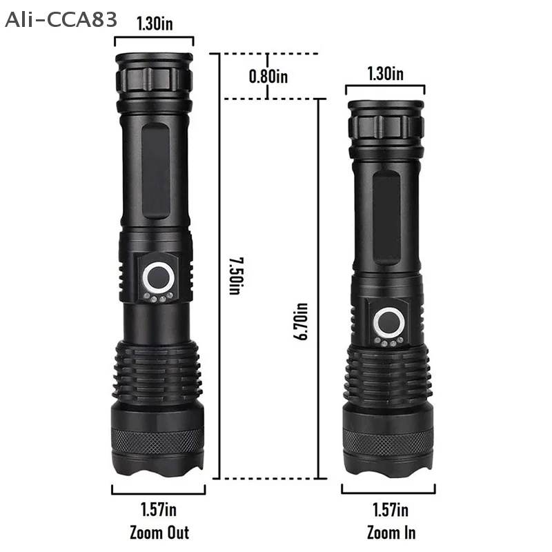XHP50.2 Led Flashlight With Battery Level Display Rechargeable 4 Core Torch Zoom Usb Hand Lantern For Camping Outdoor Emergency