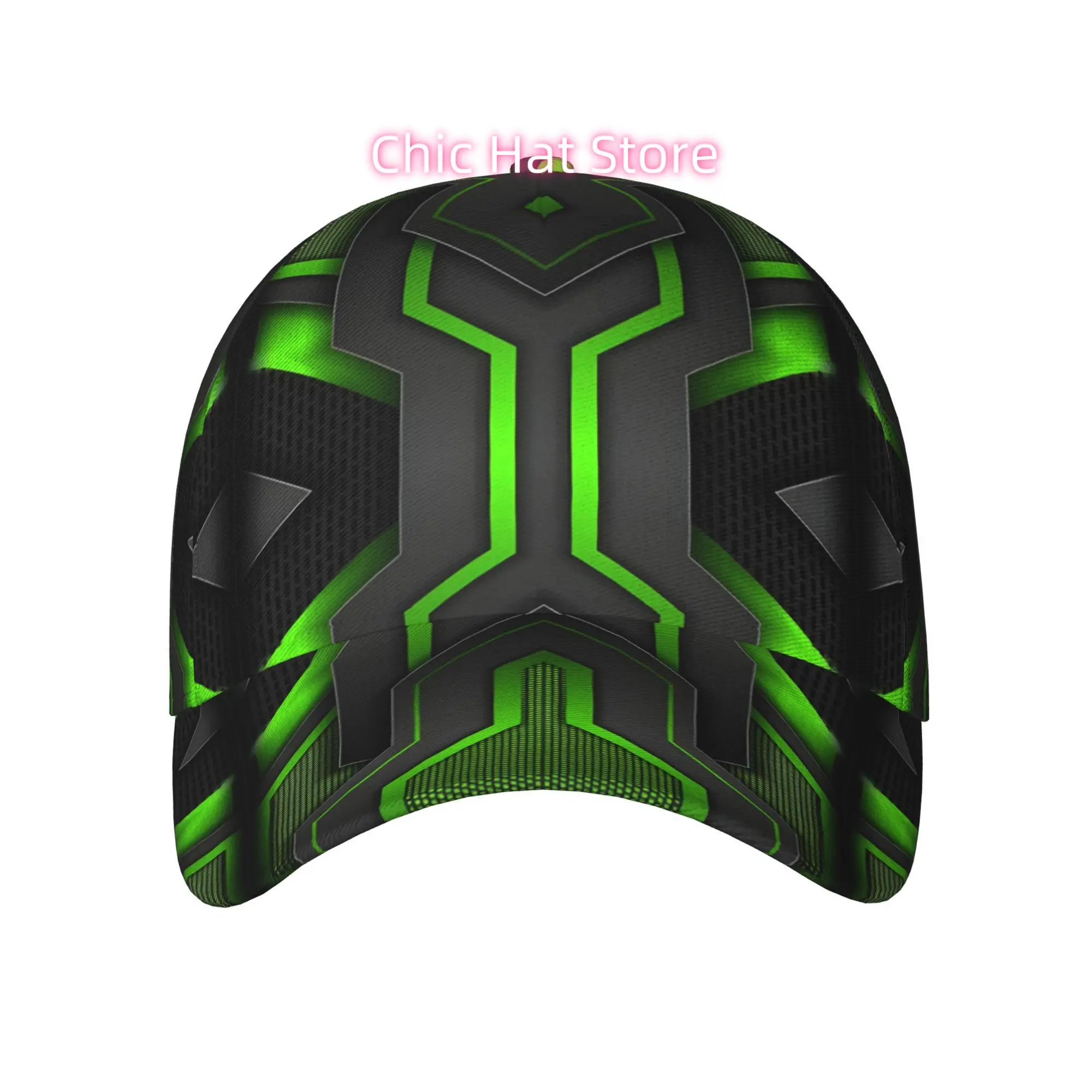 1pc Neon Green & Black Printed Baseball Cap for Men & Women - Lightweight Adjustable Wide Brim Sun Hat with Glo