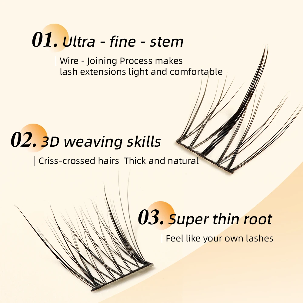Yelix-Grappes de cils naturels, DIY Manga Lashes, Transparent Terrier Strands, Soft False Eyelashes, 03Makeup