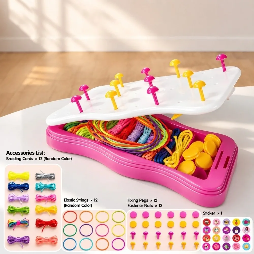 Puzzle Umbrella Rope Bracelet Weaver Set Hand Rope Weaver Colorful Rope Handmade Pretend Play Bracelet Beading Funny