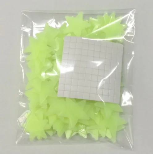 100pcs Night Light White 3D Stars Glow In The Dark Luminous Fluorescent Plastic Wall White Stickers Living Home Kids Room