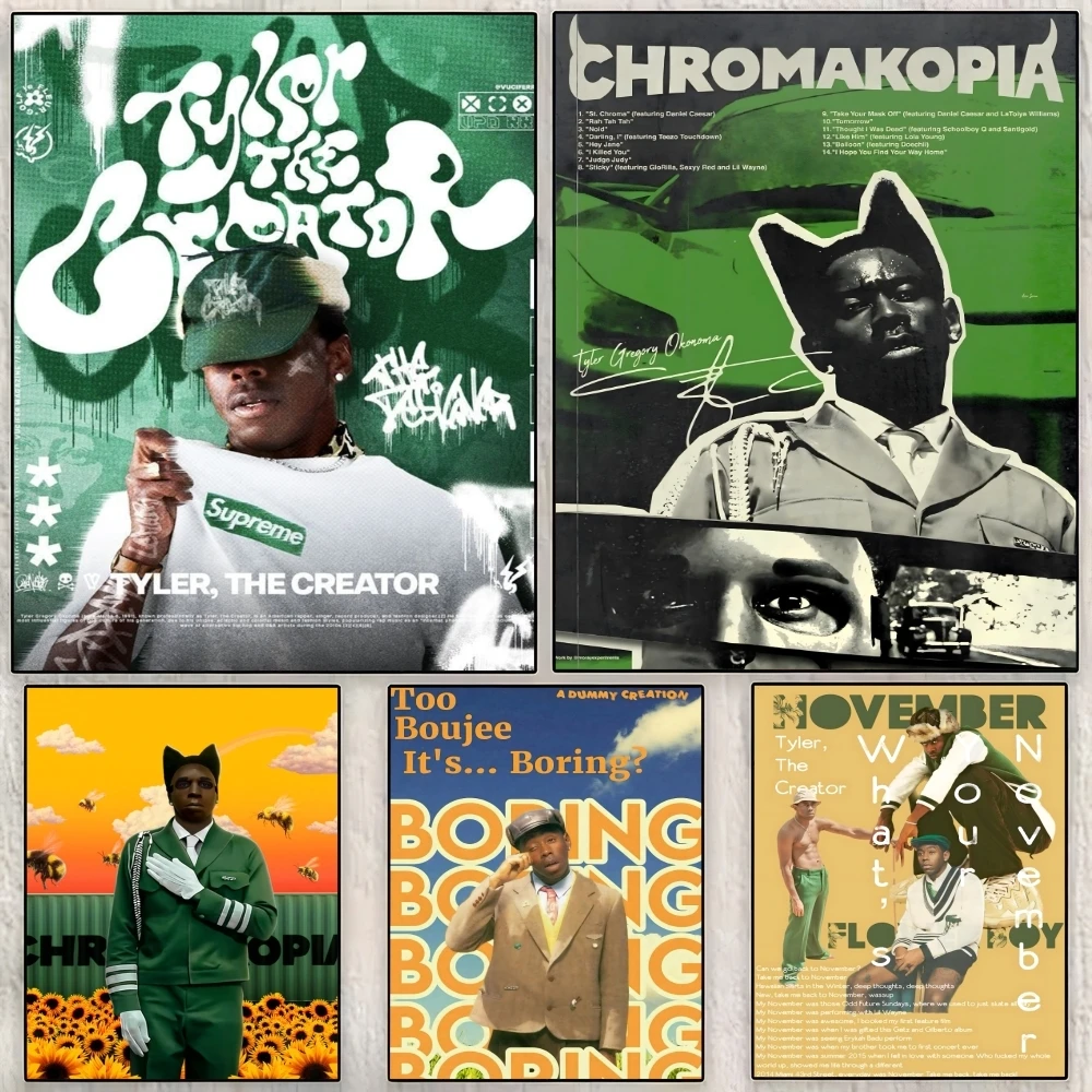 ملصق مغني الراب T-Tyler The Creator ملصق مثالي ذاتي اللصق مصمم لمساحات تناول الطعام في المكاتب المنزلية #2