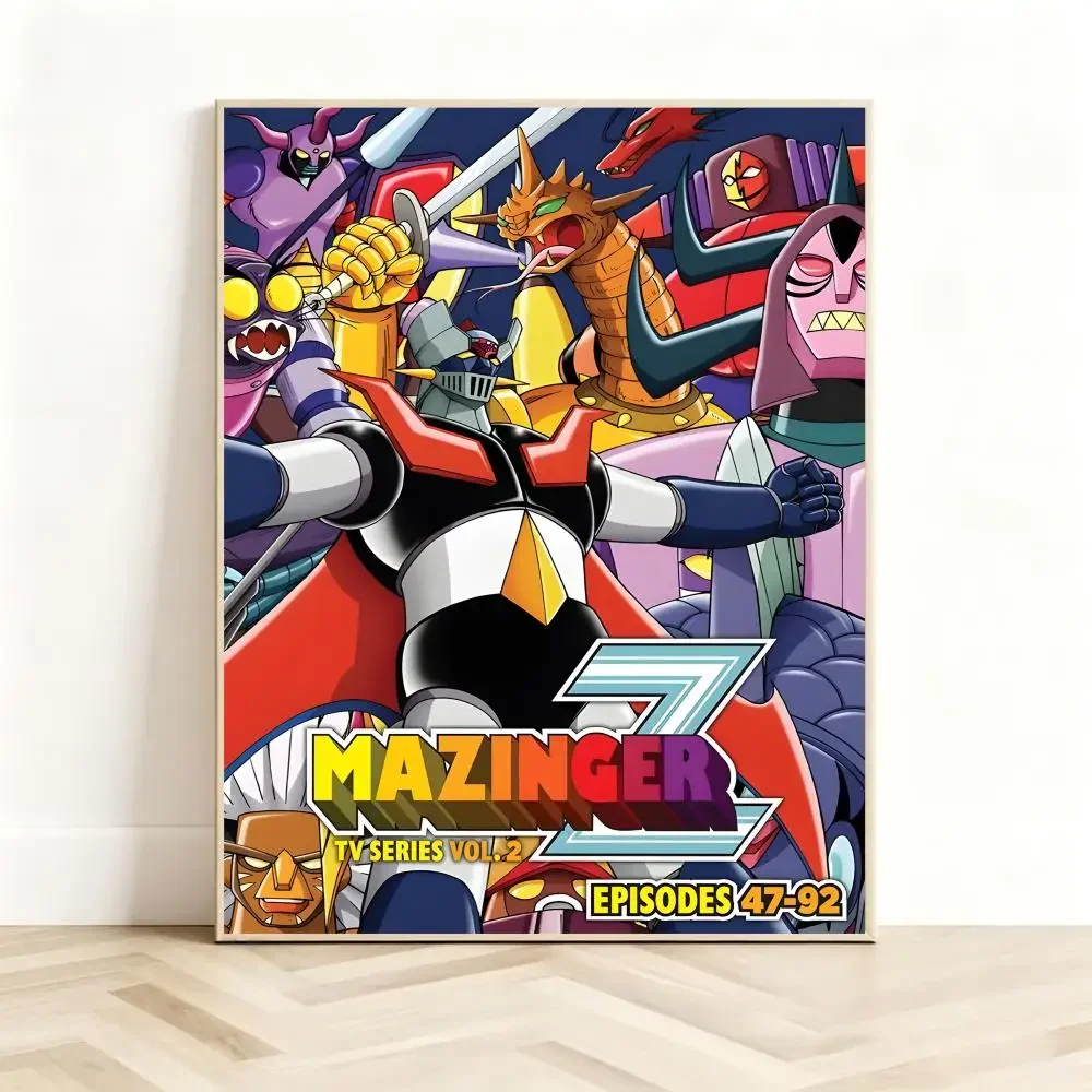 Retro Mecha Anime M‑Mazinger Z Poster Classic Self-Adhesive PP Wall Sticker for Living Room Bar Decor Gift
