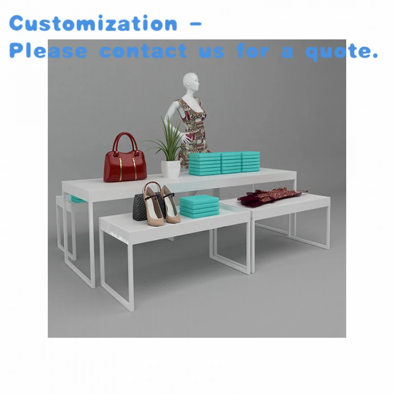 

custom.Kainice Clothing Store Whole Shop Decoration Metal Clothes Table Display Rack and Garment Rack Clothing Rack