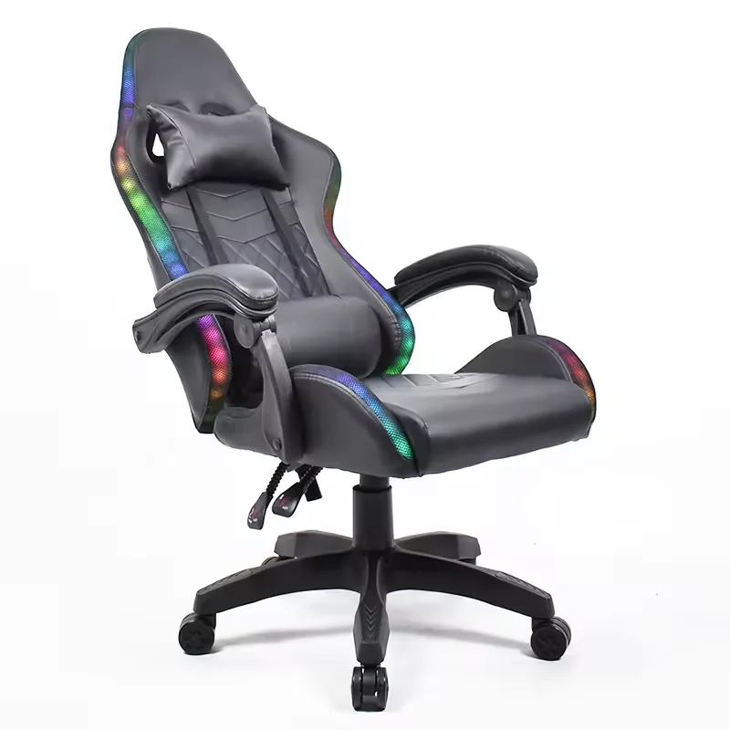 Led Lights Ergonomic Computer Gaming Chair With Footrest RGB Video Game Chair With High Back Lumbar