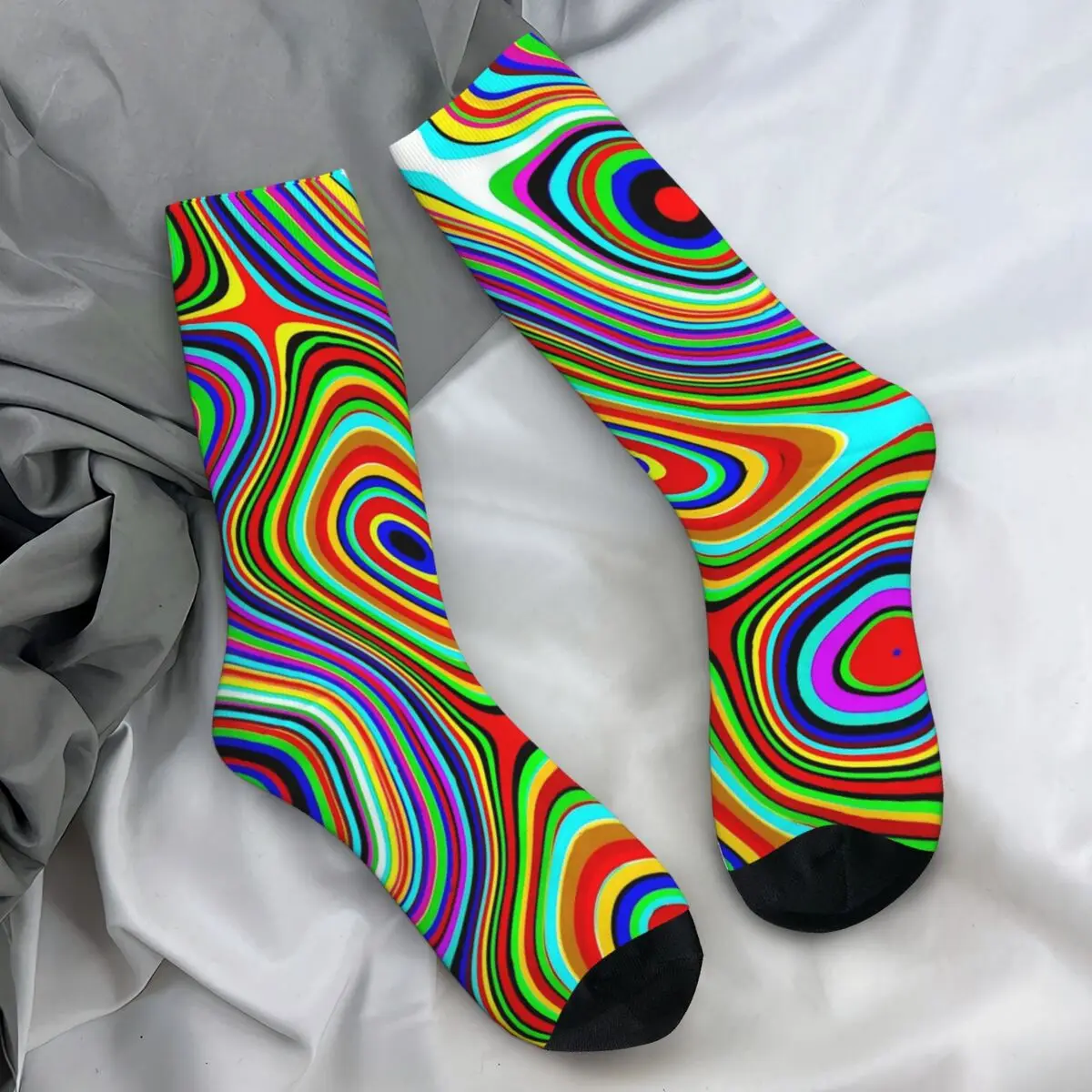 Colorful Swirls Socks Rainbow Abstract Funny Stockings Unisex Warm Soft Outdoor Sports Socks Winter Graphic Non-Slip Socks