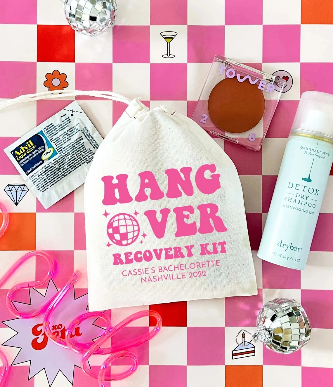 20 Disco Bachelorette Party - Bride's Last Disco - Hangover Kit Bags - Bachelorette Gift Bags - Hangover Recovery Kit - Custom