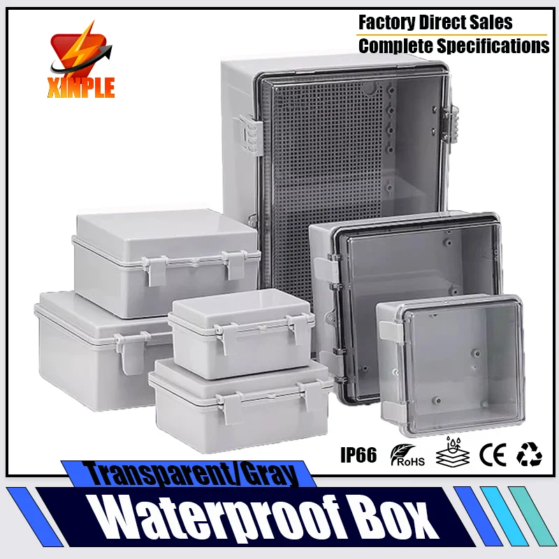 IP66 Waterproof ABS Plastic Enclosure Gray/Transparent Cover Outdoor Power Distribution Junction Box Electronic Instrument Case