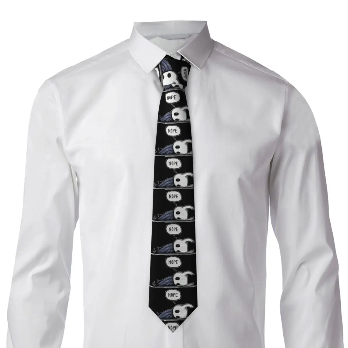 Hollow Knight Nope Not Today Necktie for Men Silk Polyester Slim Neck Ties Party Business Tie Casual Gravatas