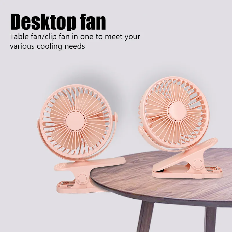 Desktop Clip Fan 3 Speed Quiet USB Mini Cooling Desk Fan 360° Rotate Portable Electric fan Clip Fans for Strollers Air Cooler