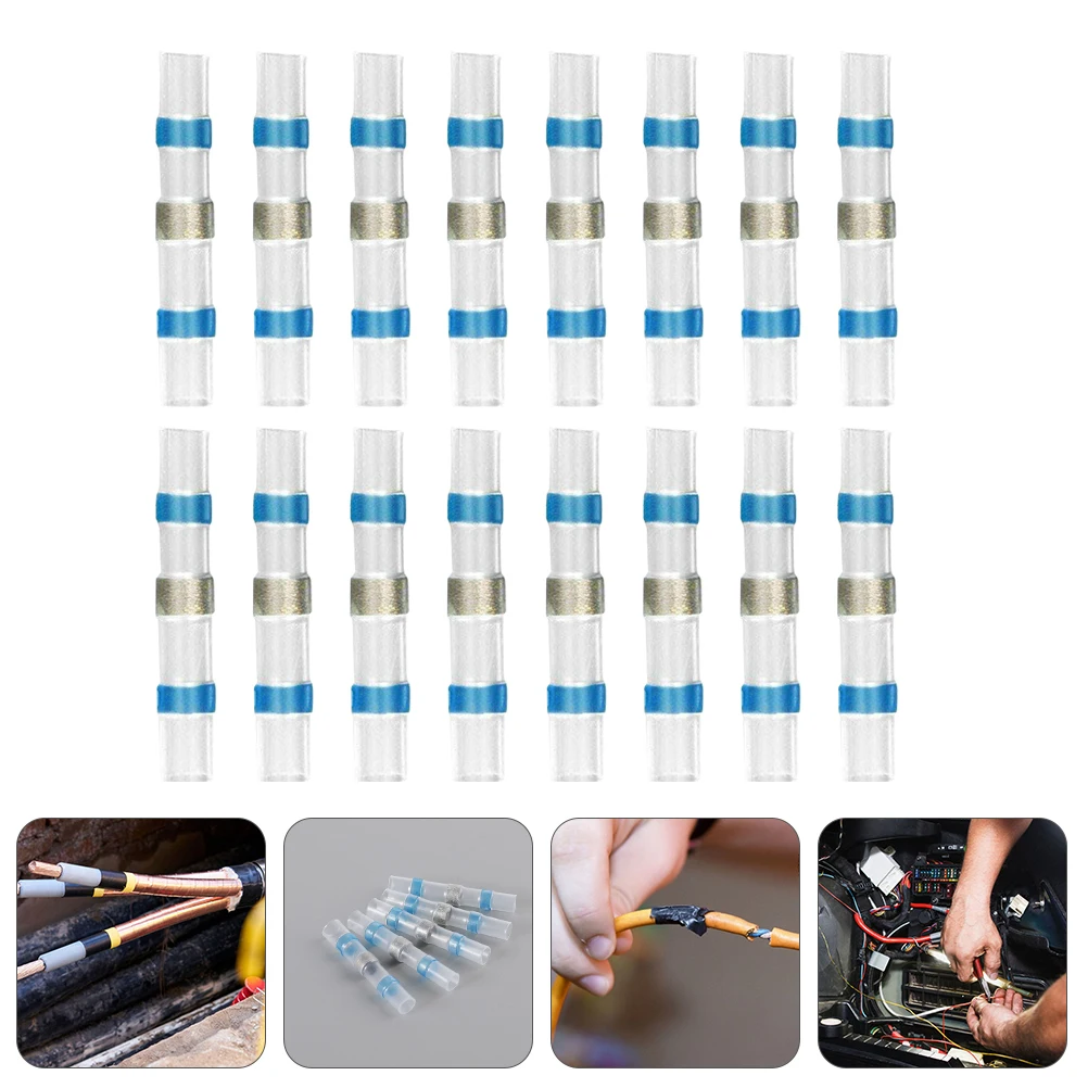 

100 Pcs Crimp Wire Terminal Connections Stitching Waterproof Splice Connector Blue Tin