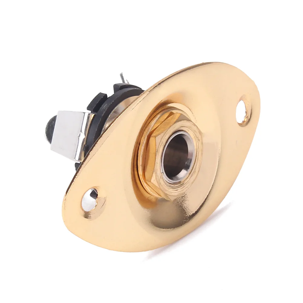 

Indented 1/4 Inch Oval Guitar Pickup Output Input Jack Plug Socket 635mm With 2 Mounting Screws for Electric Guitar Bass (Golde