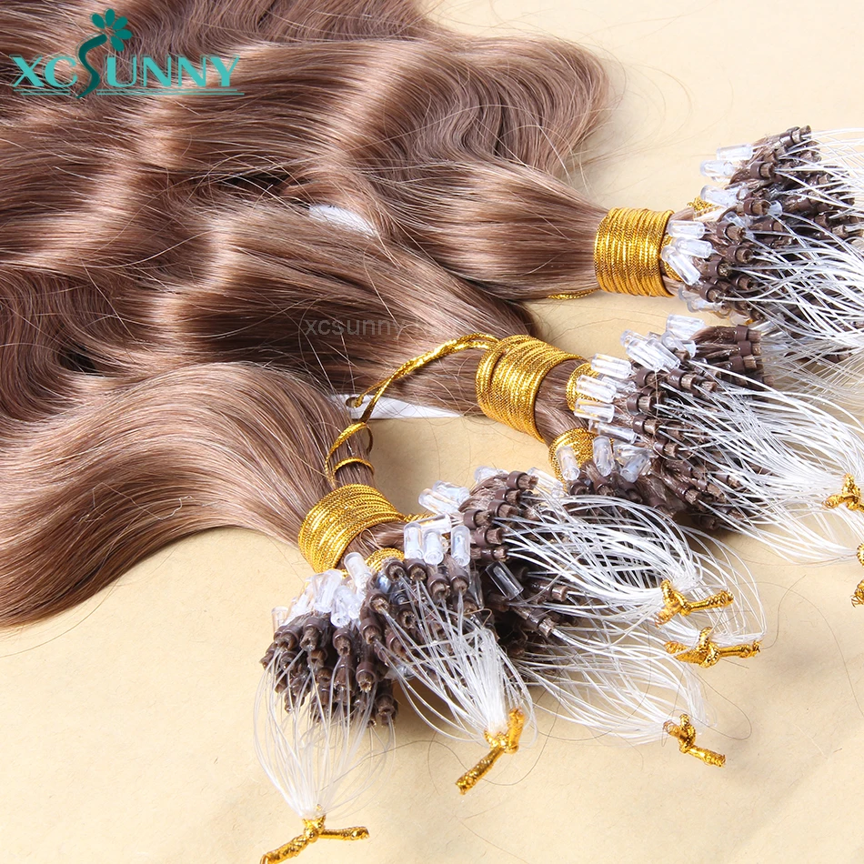 Micro Loop Ring Hair Extensions Human Hair Body Wave Microlink Hair Extensions For Black Women Burmese Micro Loops Wavy Hair