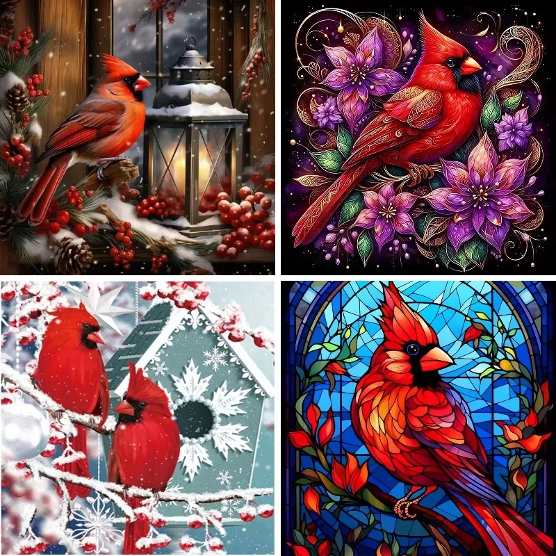 

DIY 5D Diamond Painting Cardinal Winter Scene Christmas Mosaic Full Diamond Embroidery Red Birds Cross Stitch Home Decor