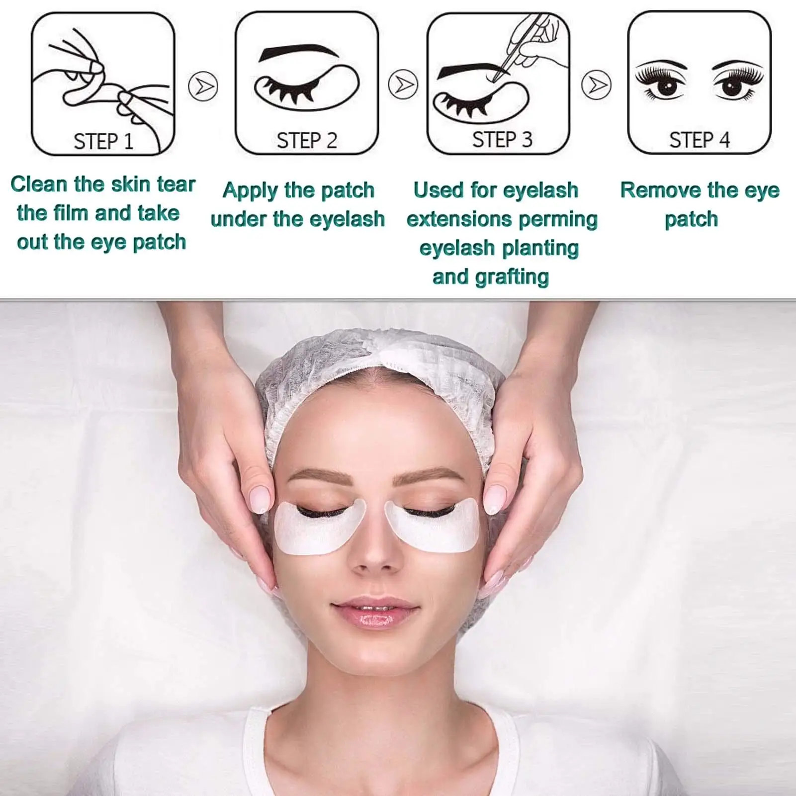 100 pares de adesivos para extensão de cílios, adesivos de hidrogel para enxertia de cílios sob almofadas para os olhos, ferramenta de maquiagem para extensão de cílios