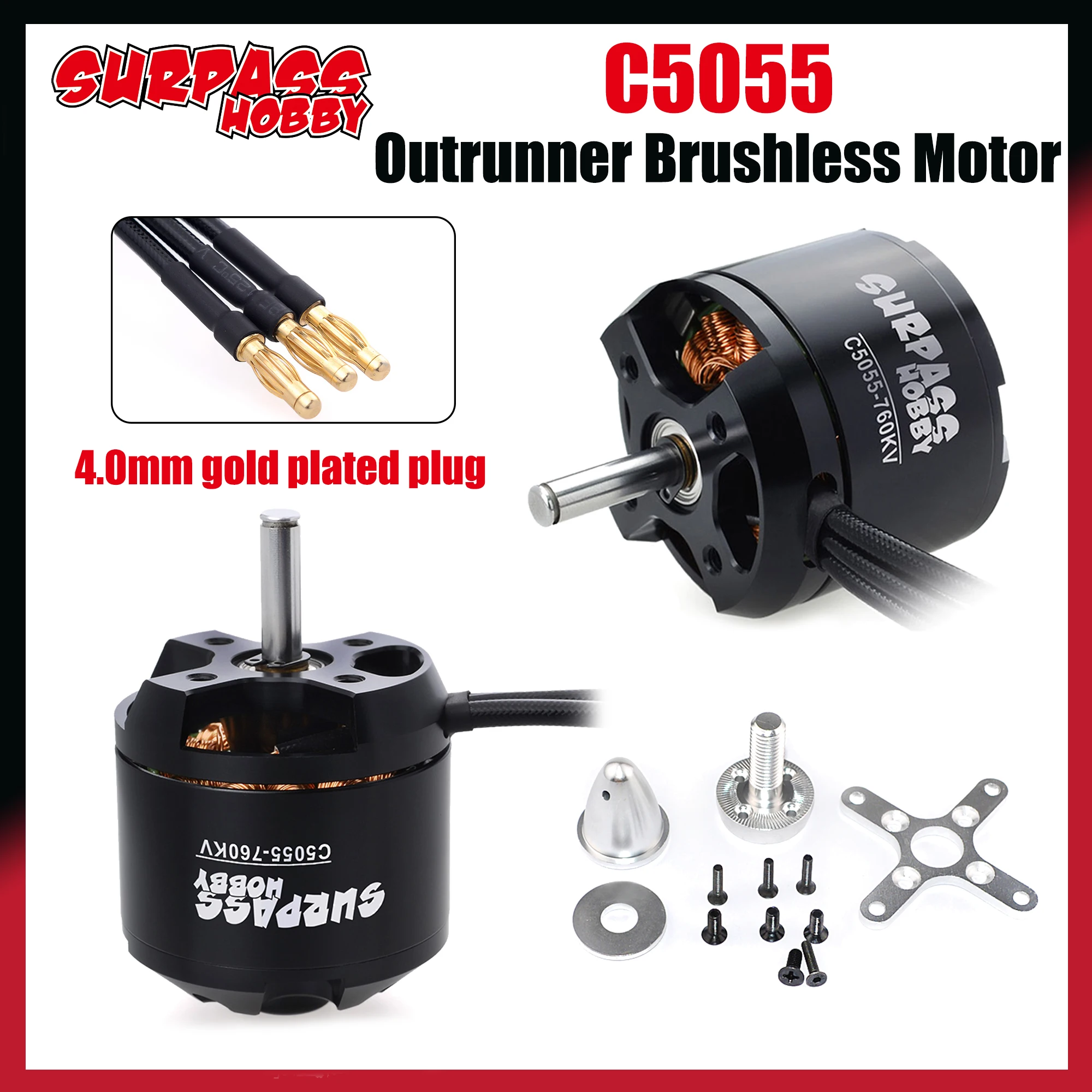 

SURPASS HOBBY C5055 400KV 570KV 600KV 760KV Outrunner Бесщеточный двигатель для радиоуправляемого самолета с неподвижным крылом Квадрокоптер Мультикоптер