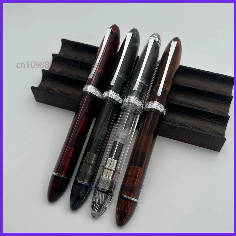 

For Majohn V60 Triangular Piston Resin Fountain Pen, Limited Transparent Color, Writing, School, Business, Stationery, Gift