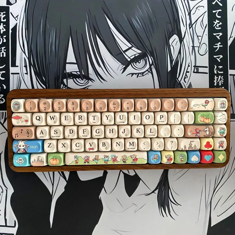 GEFENSI MOA Key Cap Set 129-key PBT Dye Anime Key Cap Fairy Tale Suitable For Gaming Mechanical Keyboard Accessory Mx Switch