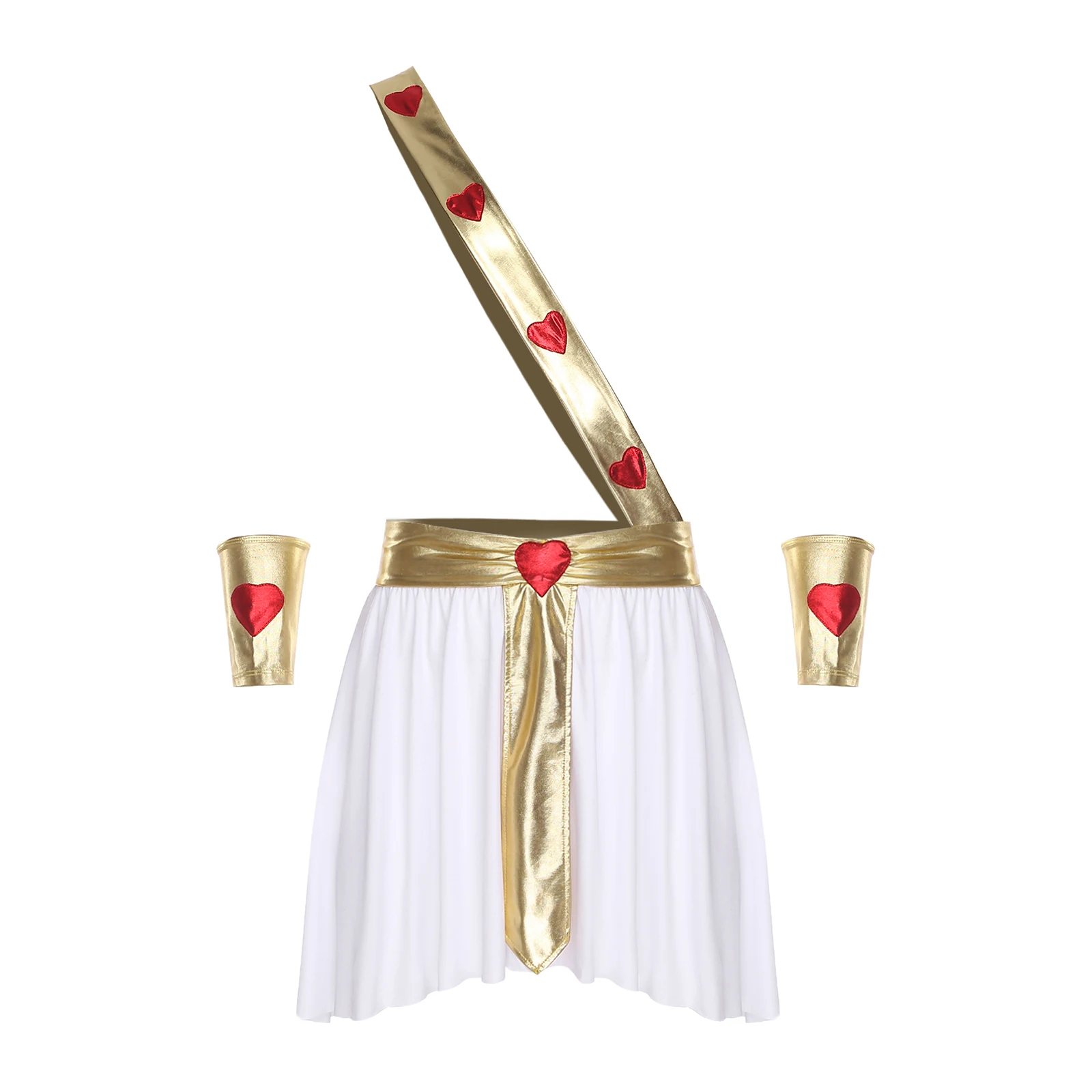 

Мужской костюм Купидона на Хэллоуин God of Love, милая юбка с принтом в виде сердца и манжетами на тему Дня святого Валентина, карнавал