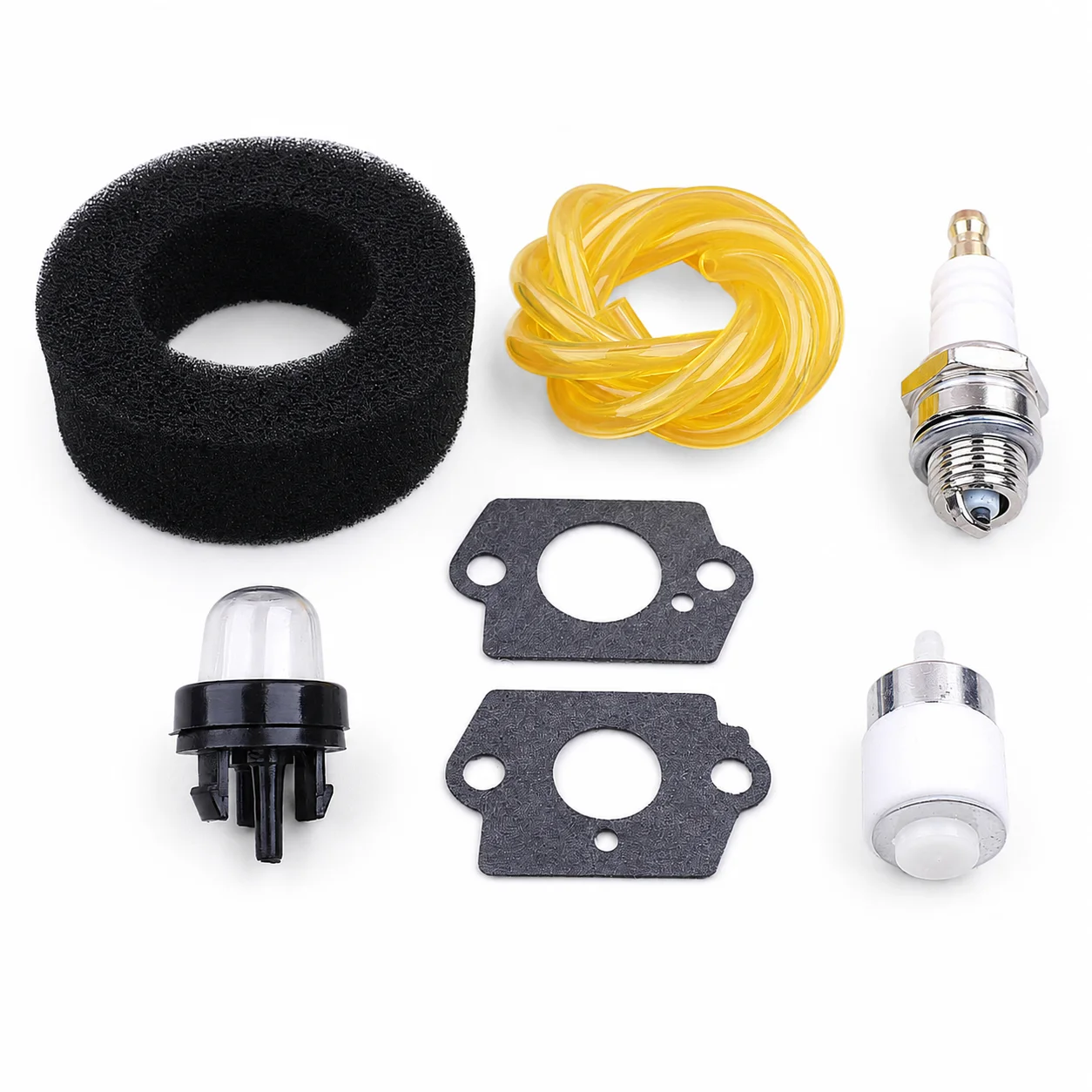 For Bolens BL100 BL150 BL250 String Trimmer Tune Up Kit, Air Filter Fuel Filter Primer Bulb Fuel Line Spark Plug Carb Gasket